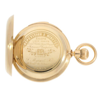 French gold hunting cased minute repeating watch Circa 1890