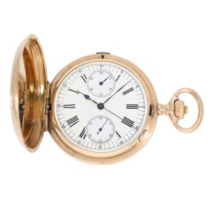 Unique rose gold hunting cased lever chronograph Circa 1896