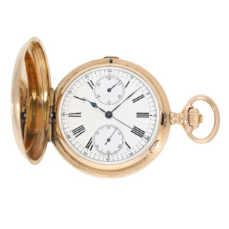 Unique rose gold hunting cased lever chronograph Circa 1896