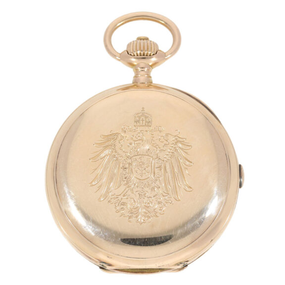 Unique rose gold hunting cased lever chronograph Circa 1896 Unique rose gold hunting cased lever chronograph Circa 1896