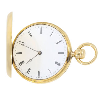 Swiss gold hunting cased watch with crown winding Circa 1861