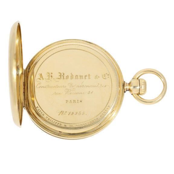 Swiss gold hunting cased watch with crown winding Circa 1861 Swiss gold hunting cased watch with crown winding Circa 1861