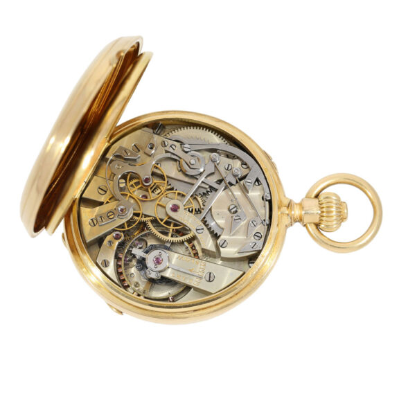 Rare, early Swiss gold crown pusher chronograph Circa 1883 Rare, early Swiss gold crown pusher chronograph Circa 1883