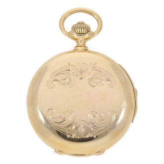 Swiss rose gold hunting cased repeating lever watch Circa 1890