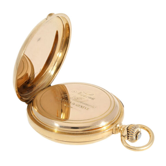 Swiss rose gold hunting cased repeating lever watch Circa 1890 Swiss rose gold hunting cased repeating lever watch Circa 1890