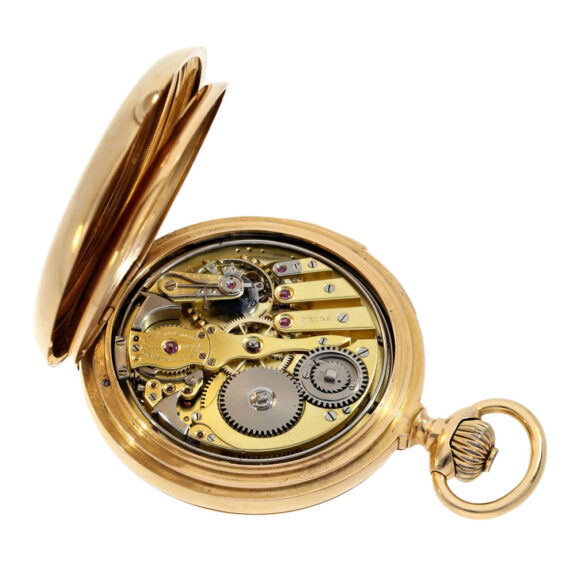 Swiss rose gold hunting cased repeating lever watch Circa 1890 Swiss rose gold hunting cased repeating lever watch Circa 1890