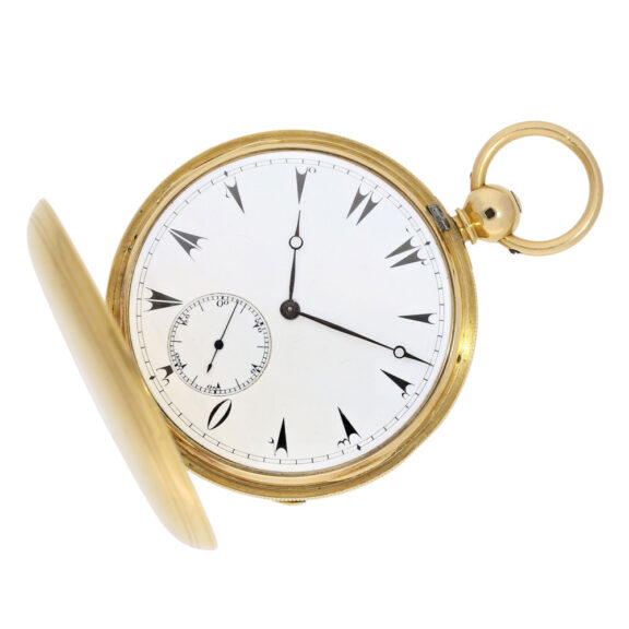 English gold full hunter with eight days movement Circa 1857