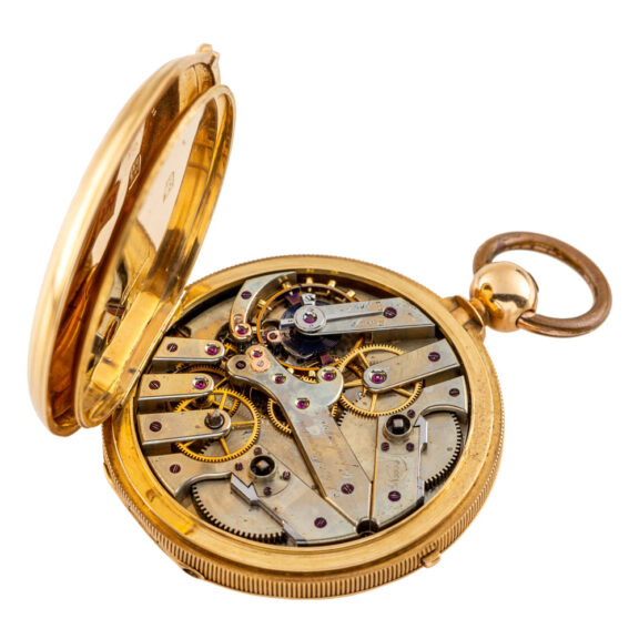 Danish gold hunting cased center seconds lever Circa 1860 Danish gold hunting cased center seconds lever Circa 1860