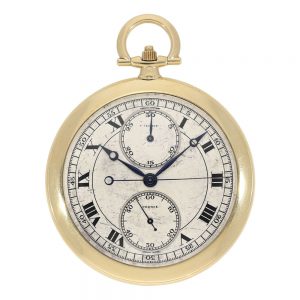 Large, rare French gold Art Deco chronograph Circa 1930