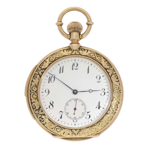 Gold quarter repeating lever in Renaissance case Circa 1880 Gold quarter repeating lever in Renaissance case Circa 1880