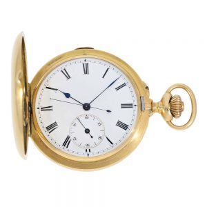 Swiss gold hunting cased seconde morte lever Circa 1890