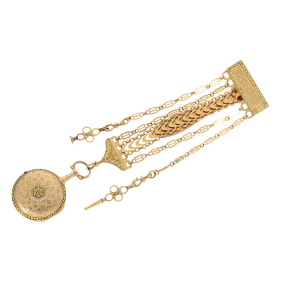 French Louis XV repeating verge with chatelaine Circa 1775 French Louis XV repeating verge with chatelaine Circa 1775