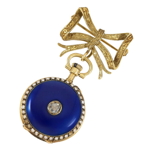 Swiss 18 carat gold pendant watch with brooch Circa 1900 Swiss 18 carat gold pendant watch with brooch Circa 1900