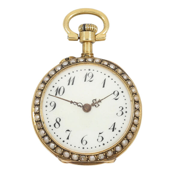 Swiss 18 carat gold pendant watch with brooch Circa 1900 Swiss 18 carat gold pendant watch with brooch Circa 1900
