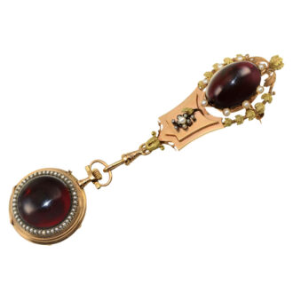 Unique Swiss gold cylinder watch with chatelaine Circa 1880