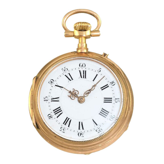 Unique Swiss gold cylinder watch with chatelaine Circa 1880 Unique Swiss gold cylinder watch with chatelaine Circa 1880
