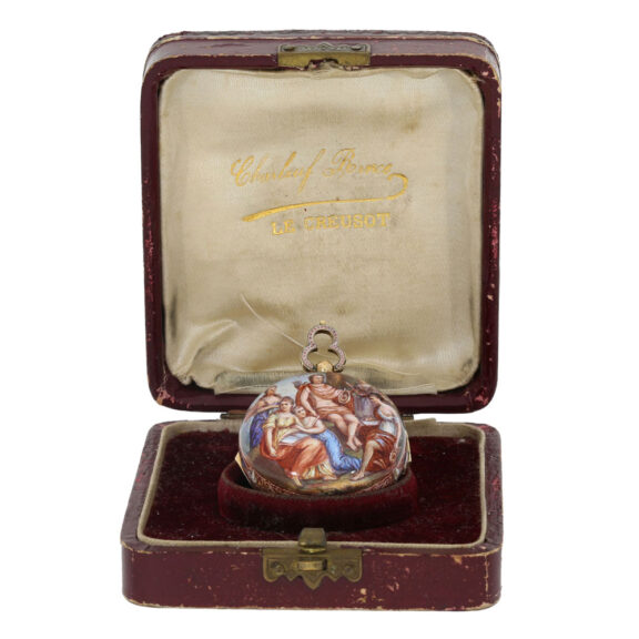 Gold, enamel miniature watch in Renaissance style Circa 1800 Gold, enamel miniature watch in Renaissance style Circa 1800
