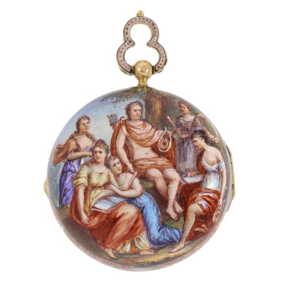 Gold, enamel miniature watch in Renaissance style Circa 1800