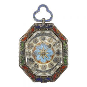 Silver octagonal enamelled rock crystal watch Circa 1800