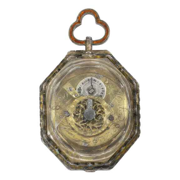 Silver octagonal enamelled rock crystal watch Circa 1800 Silver octagonal enamelled rock crystal watch Circa 1800
