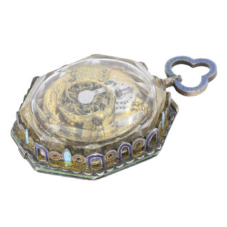 Silver octagonal enamelled rock crystal watch Circa 1800 Silver octagonal enamelled rock crystal watch Circa 1800