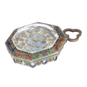 Silver octagonal enamelled rock crystal watch Circa 1800 Silver octagonal enamelled rock crystal watch Circa 1800