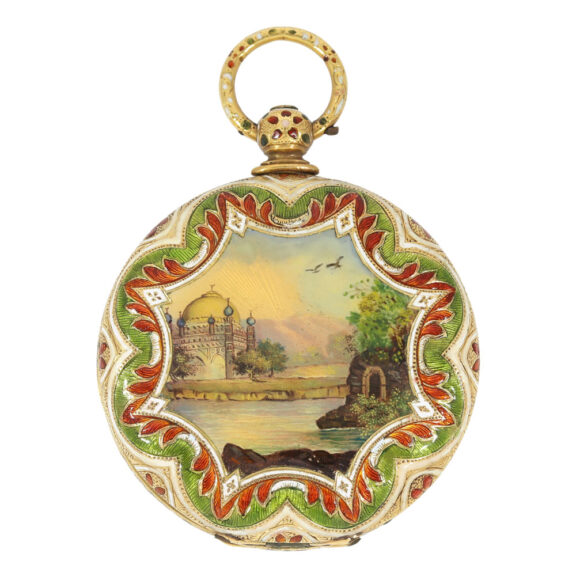 Swiss gold, enamel watch for the Ottoman market Circa 1830 Swiss gold, enamel watch for the Ottoman market Circa 1830