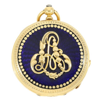Gold and enamel watch with matching chatelaine Circa 1850