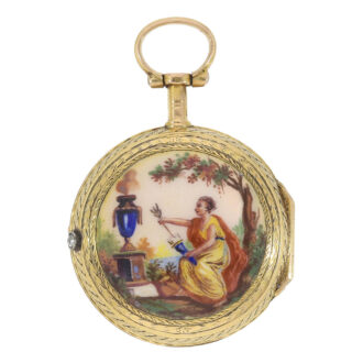 Unique French gold, enamel verge with chatelaine Circa 1760