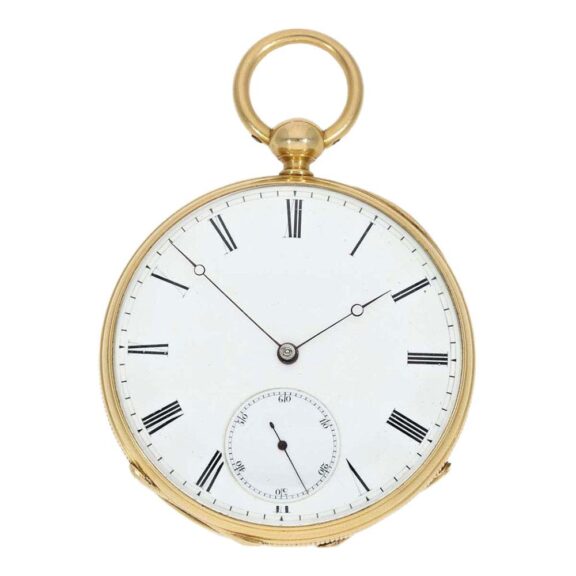 Very early, interesting gold open faced lever watch Circa 1868
