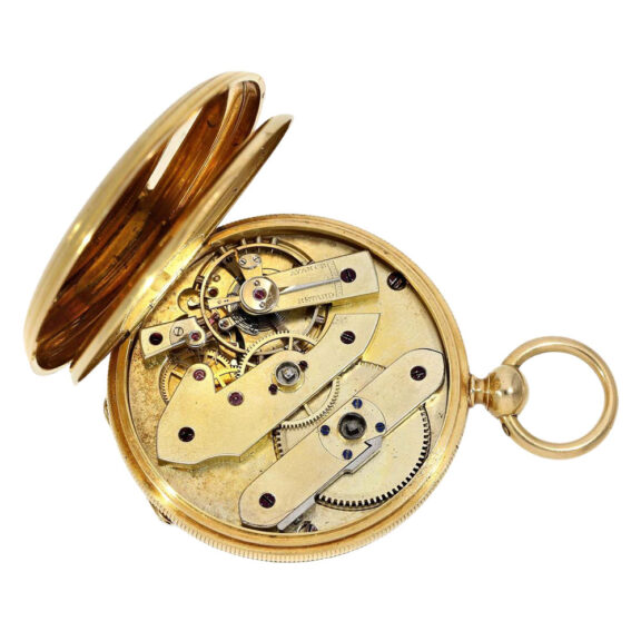Very early, interesting gold open faced lever watch Circa 1868 Very early, interesting gold open faced lever watch Circa 1868