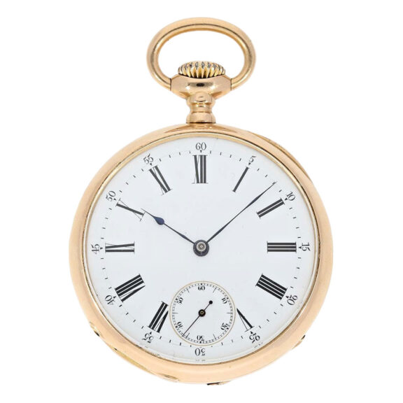 Elegant Swiss rose gold open faced lever watch Circa 1885