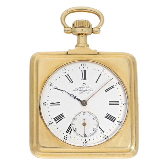 Extremely rare Swiss gold square lever coin watch Circa 1910 Extremely rare Swiss gold square lever coin watch Circa 1910