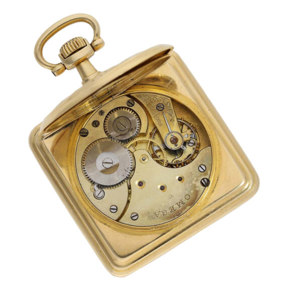 Extremely rare Swiss gold square lever coin watch Circa 1910 Extremely rare Swiss gold square lever coin watch Circa 1910