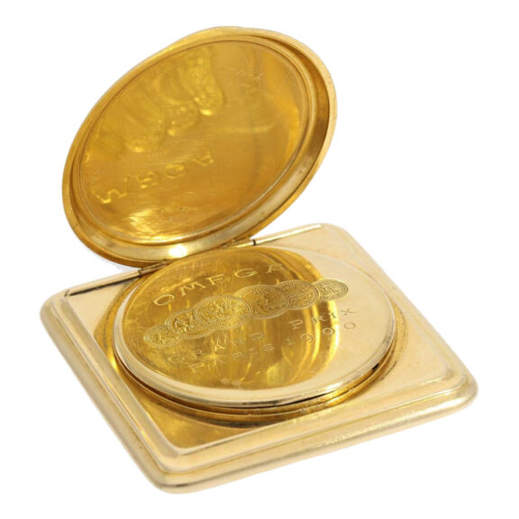 Extremely rare Swiss gold square lever coin watch Circa 1910 Extremely rare Swiss gold square lever coin watch Circa 1910