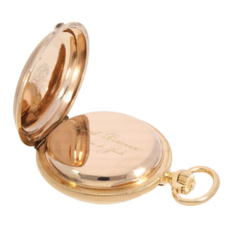 Swiss 18k gold hunting cased pocket chronometer Circa 1875 Swiss 18k gold hunting cased pocket chronometer Circa 1875