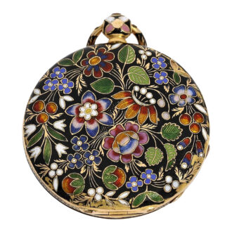 Exquisite French gold and enamel cylinder watch Circa 1830