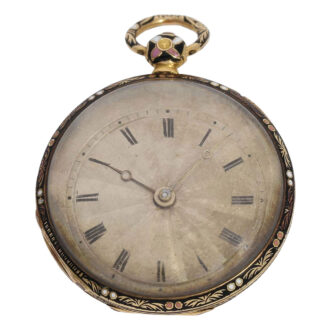 Exquisite French gold and enamel cylinder watch Circa 1830