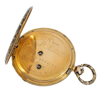 Exquisite French gold and enamel cylinder watch Circa 1830