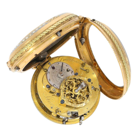 French gold and enamel quarter repeating verge Circa 1760 French gold and enamel quarter repeating verge Circa 1760