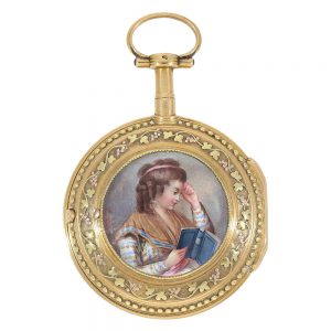 French gold and enamel open faced verge watch Circa 1780