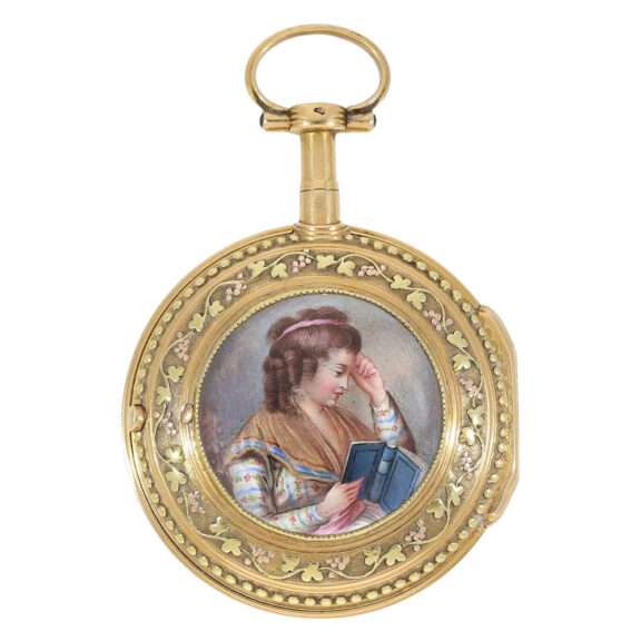 French gold and enamel open faced verge watch Circa 1780 French gold and enamel open faced verge watch Circa 1780
