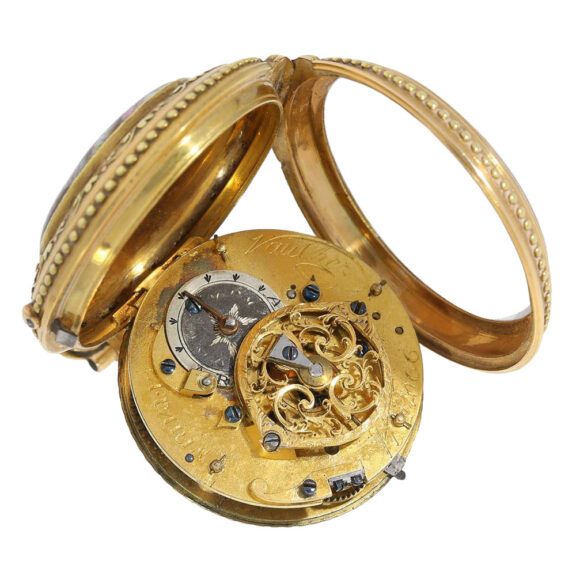 French gold and enamel open faced verge watch Circa 1780 French gold and enamel open faced verge watch Circa 1780