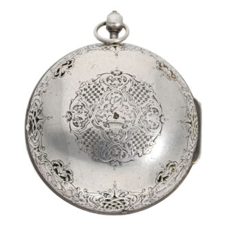 Engraved French silver oignon watch with alarm Circa 1690 Engraved French silver oignon watch with alarm Circa 1690
