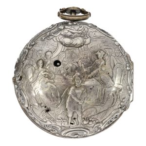 German open faced coach clock with calendar Circa 1740
