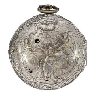 German open faced coach clock with calendar Circa 1740