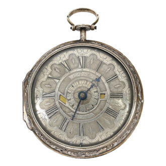 German open faced coach clock with calendar Circa 1740