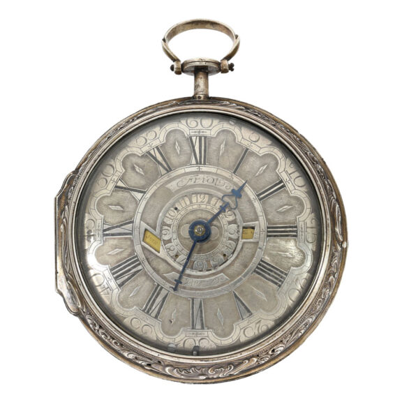 German open faced coach clock with calendar Circa 1740 German open faced coach clock with calendar Circa 1740