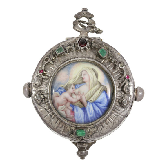 Unique Swiss silver and enamel pendant watch Circa 1687 Unique Swiss silver and enamel pendant watch Circa 1687