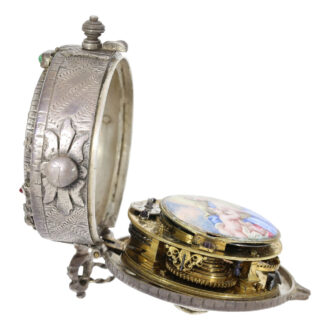 Unique Swiss silver and enamel pendant watch Circa 1687 Unique Swiss silver and enamel pendant watch Circa 1687
